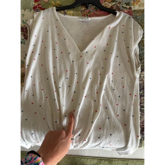 Lucky Brand small stars patriotic red white and blue tie tank crop top - Picture 5 of 6